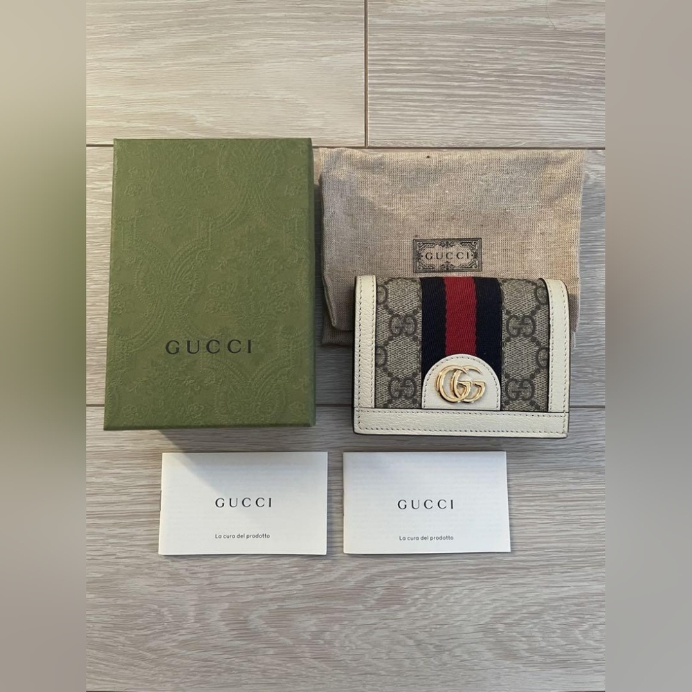 Gucci Ophidia Card Case Wallet with Blue and Red Stripe